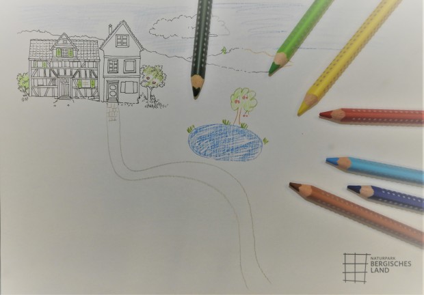 Die angefangene Zeichnung kann auf der Homepage heruntergeladen werden. (Foto: Naturpark Bergisches Land)