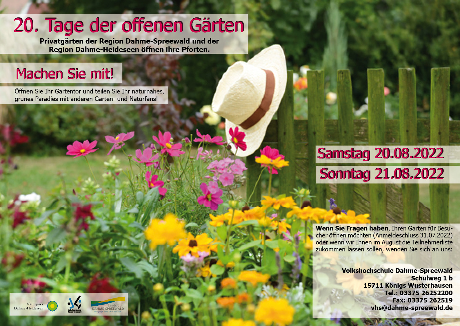 Tage der offenen Gärten Kooperation VHS/Naturpark DahmeHeideseen