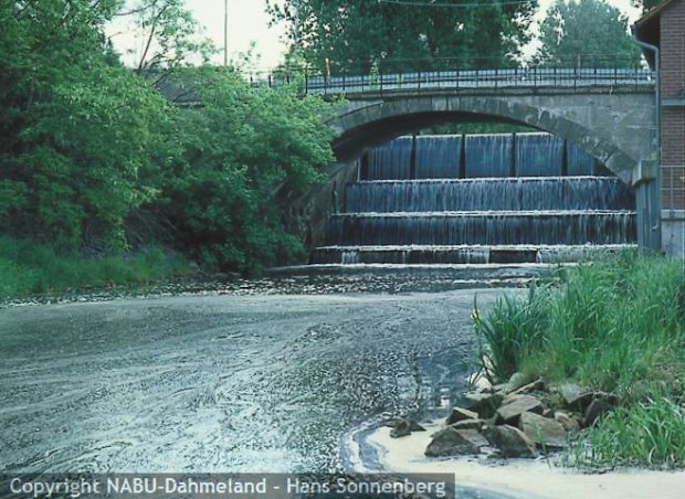 Kaskanewehr mit Rundbogenbrücke vor der Sanierung der Straße (Foto:Sonnenberg)