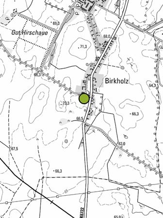 Lage des Maulbeerbaums in Birkholz (Grafik Naturpark Dahme-Heideseen mit Genehmigung Landesvermessung Brandenburg GBG-G 1/99)