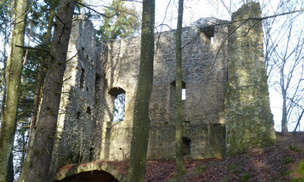 Ruine Roßstein c Naturpark Hirschwald 620x372 Meditative Wanderung rund um die Burgruine Roßstein