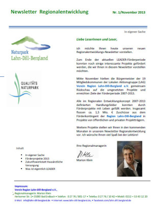 c LDB Newsletter Regionalentwicklung 300x424 Regionalentwicklung Lahn Dill Bergland