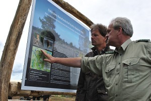 Dirk Ilgenstein zusammen mit Rainer Entrup (Bundesforst) auf Exkursion in der Kyritz-Ruppiner Heide