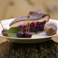 Mohn-Käsekuchen mit Kirschen