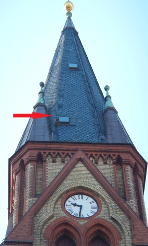 Kirchturm Warin mit Batcorder